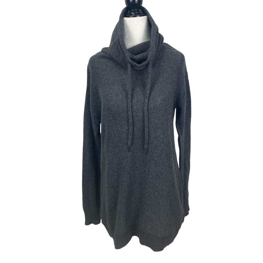 JERSEY by JACOB Womens Cowl Neck Sweater with Drawstring Grey Size Small